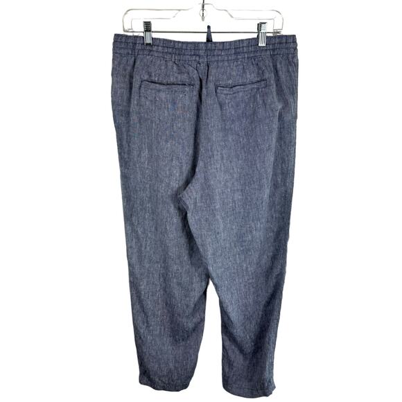 Lands' End 100% Linen Gray Elastic Waist High Rose Cropped Casual Pants Size 10 - Picture 4 of 9
